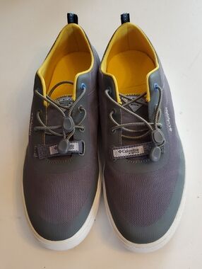 Columbia PFG Gray Sneakers with Yellow Lining - Men's Lace Toggle Casual Shoes